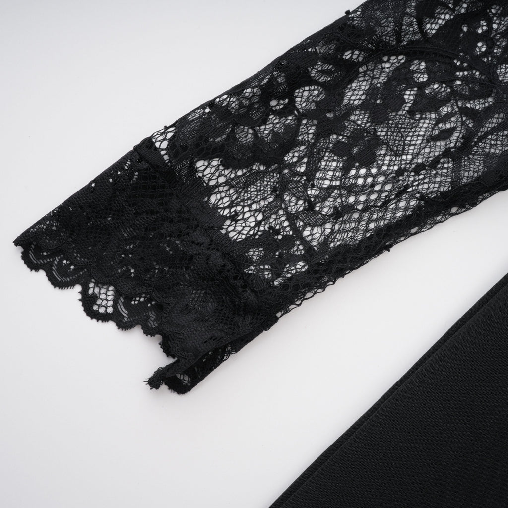 Quitterie Black Lace Panel Maxi Dress