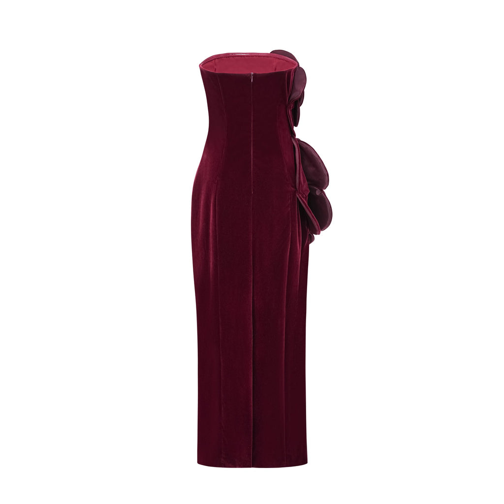Azura Red Floral Appliqué Maxi Dress