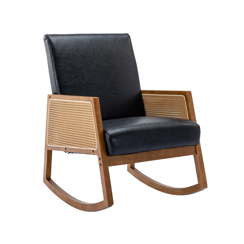 Living room Comfortable rocking chair living room chair Armchair Upholstered Tall Back Accent Glider Rocker