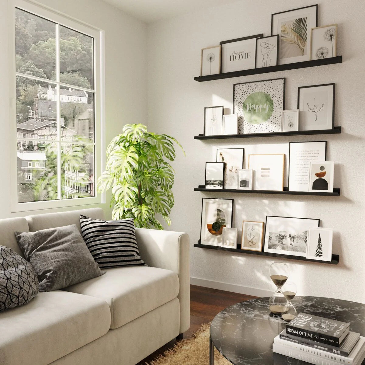 Wallniture Boston 46 Floating Shelves for Wall, Picture Ledge (Set of 4)