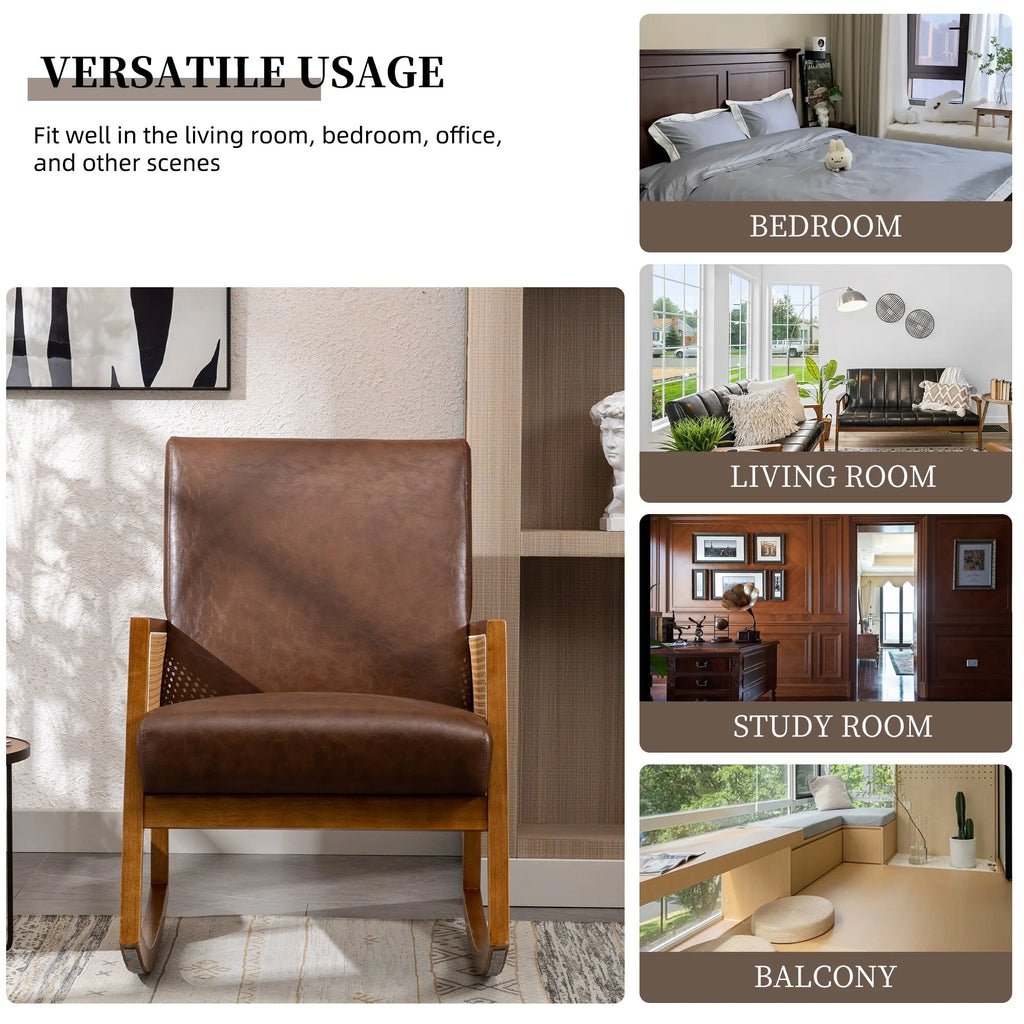 Living room Comfortable rocking chair living room chair Armchair Upholstered Tall Back Accent Glider Rocker
