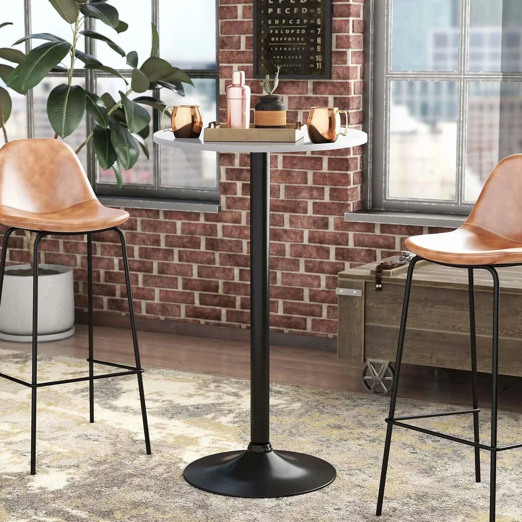 Homall Bistro Pub Table Round Bar Height Cocktail Table Metal Base MDF Top Obsidian Table with Black Leg 23.8inch Top - N/A
