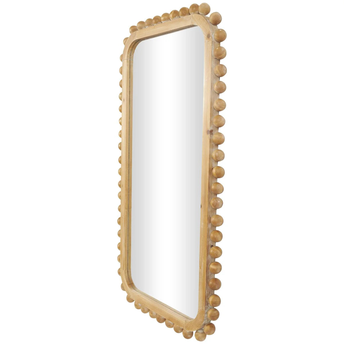 Wood Room Wall Mirror with Beaded Frame - Brown - Roche River Decor