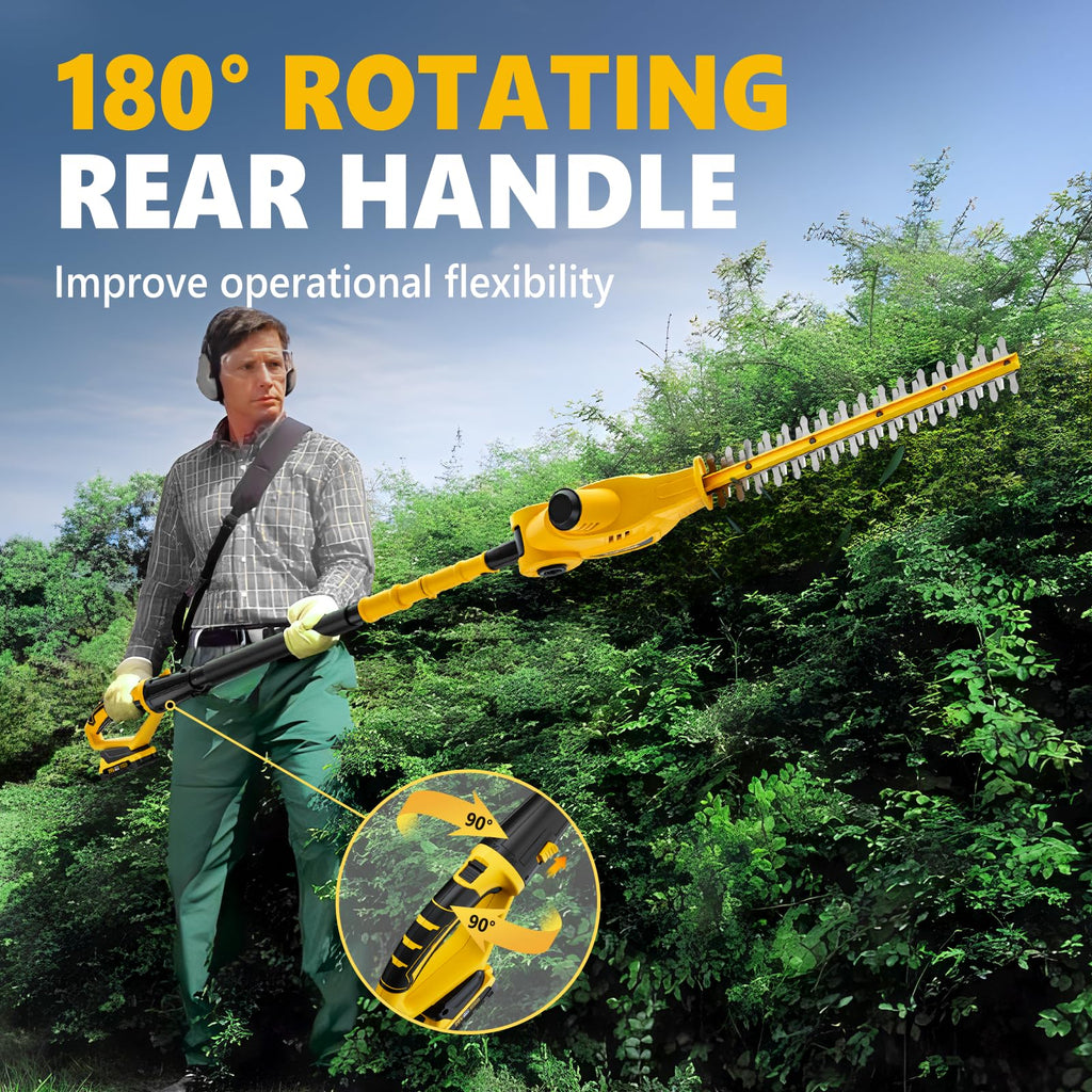 Alloyman 20V MAX Pole Hedge Trimmer with 2 Packs 2.0Ah Batteries & Charger