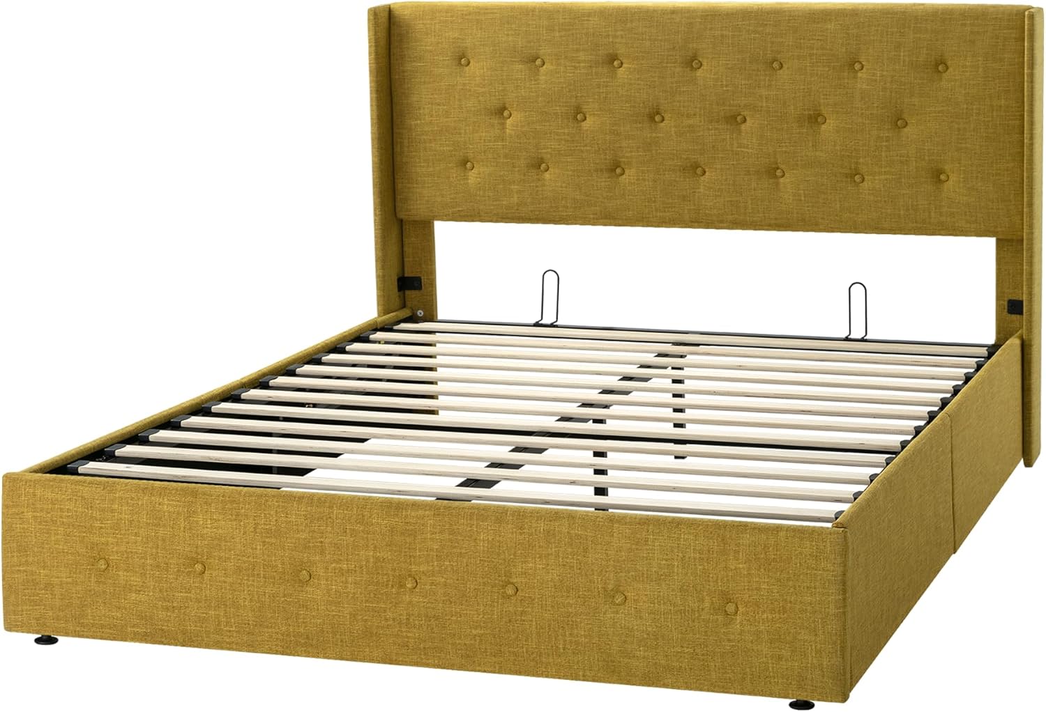 ALLEWIE Queen Size Lift Up Storage Bed with Wingback Headboard