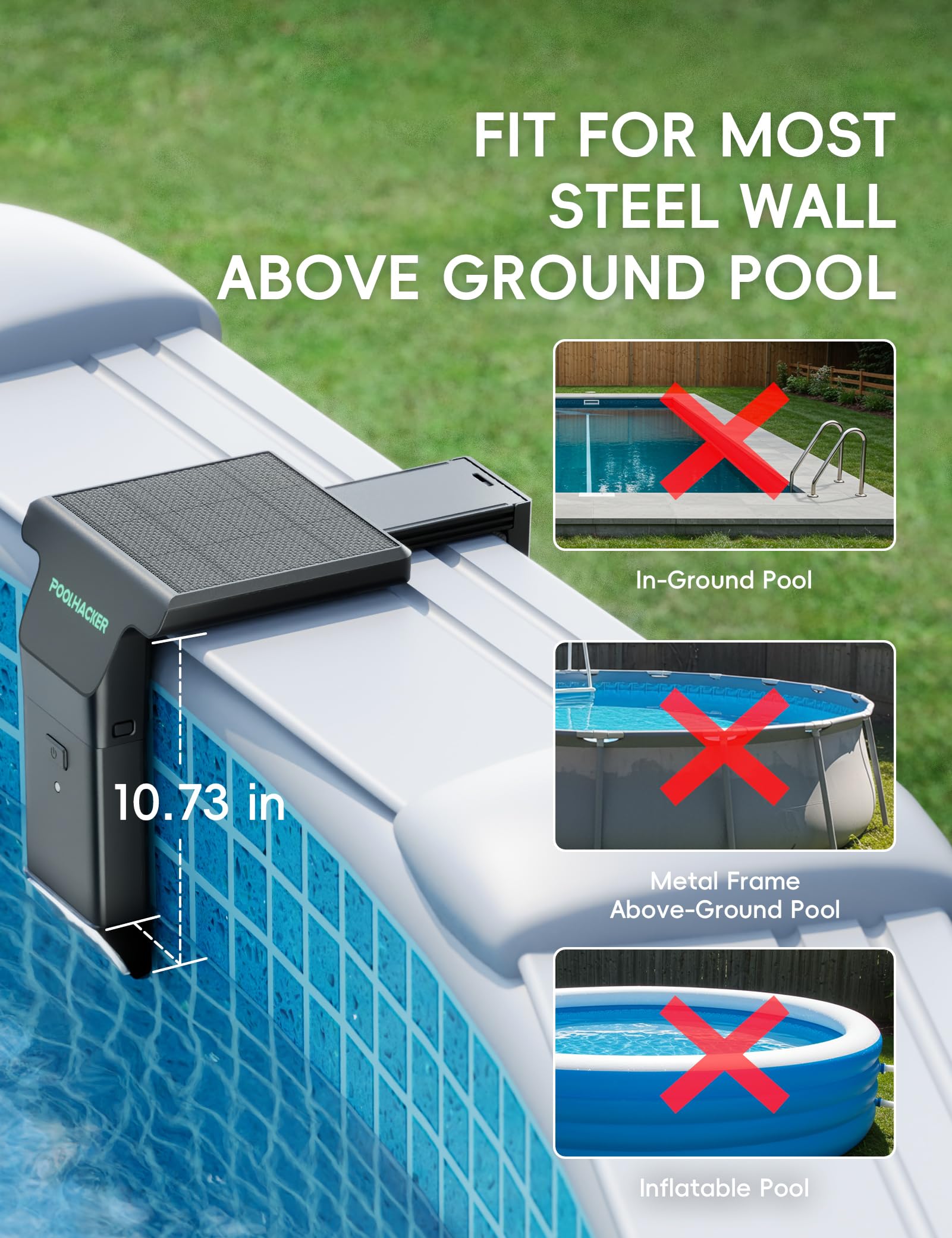 POOLHACKER Solar Pool Lights Only for Steel Wall Above Ground Pool