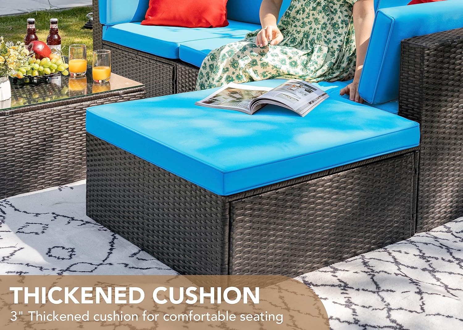 DEVOKO 5 Pieces All-Weather Patio Furniture Set with Cushions