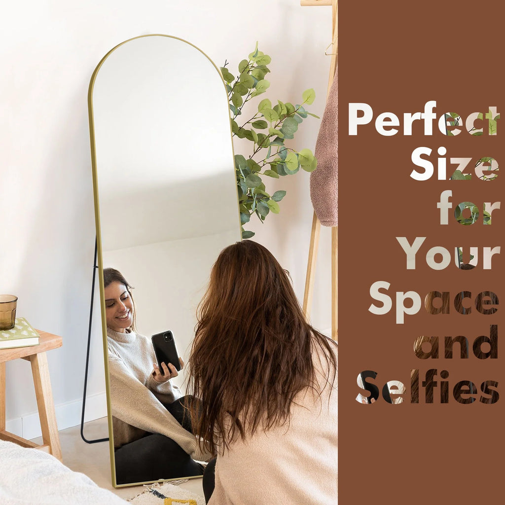 64x21 Full Length Floor Mirror with Stand Aluminum Alloy Frame,Wall-Mounted Mirror