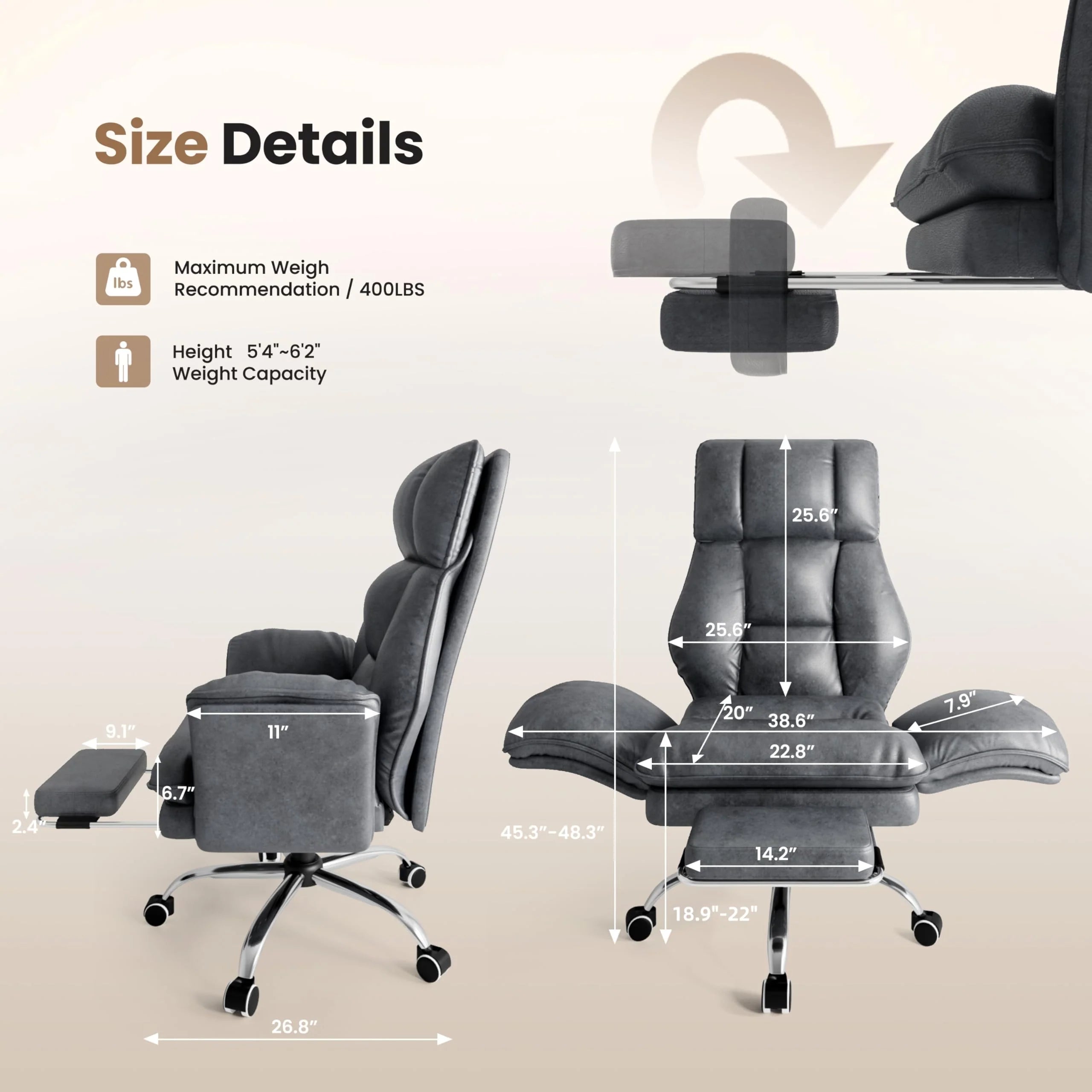 HOMRELEXA Big and Tall Executive Ergonomic Office Chair