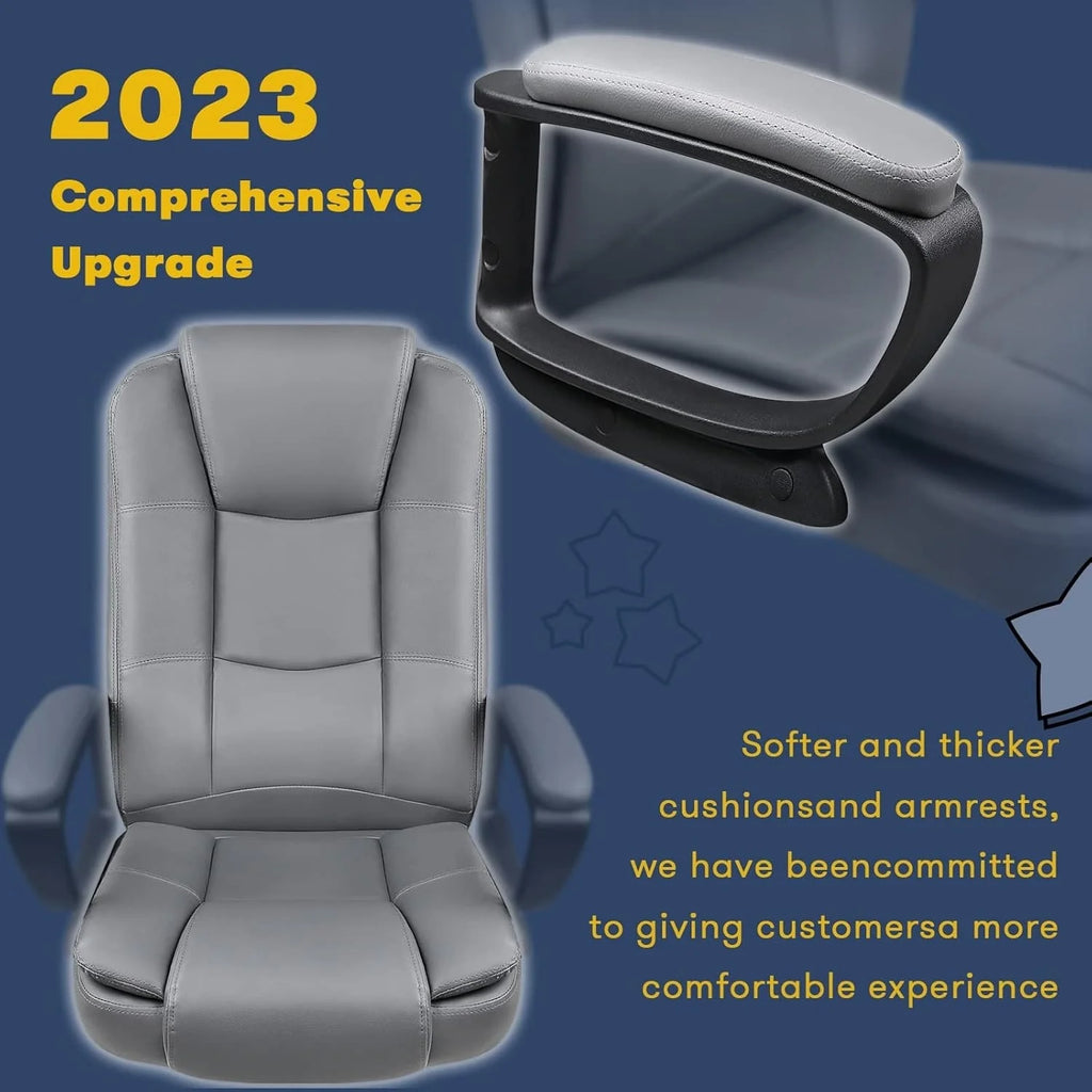 Bossin Big and Tall Office Chair High Back Executive Chair Ergonomic Adjustable Executive Leather Chair,400lbs