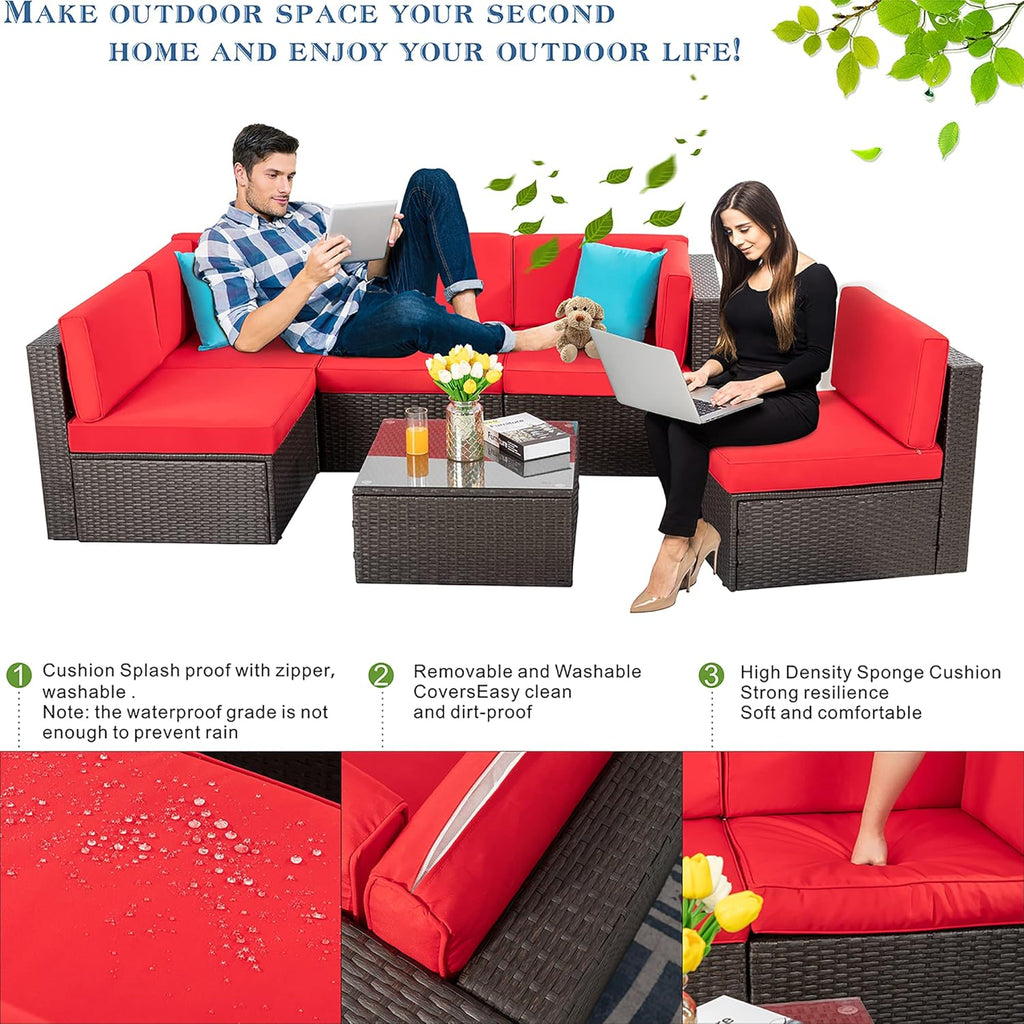 VONGRASIG 5 Piece All-Weather Patio Furniture Set with Ottoman