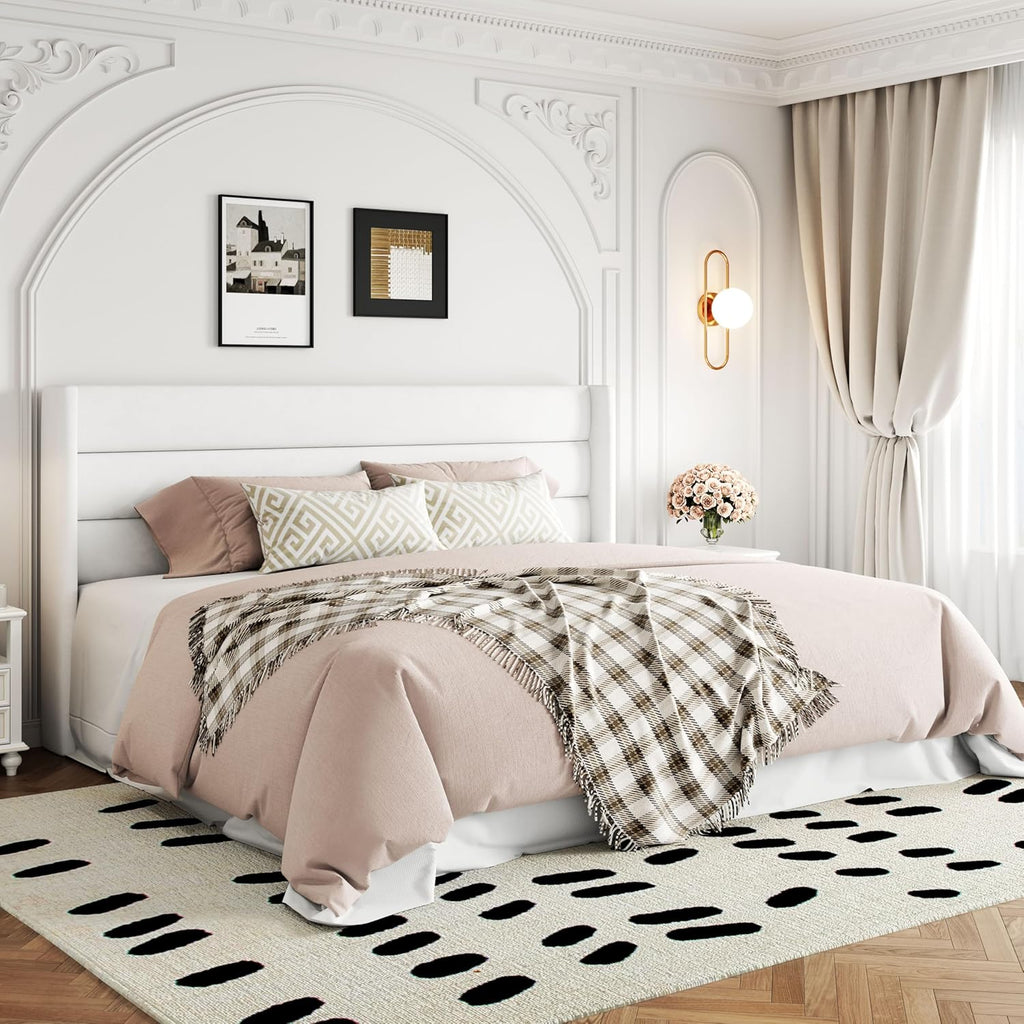 ALLEWIE Queen Size Lift Up Storage Bed with Wingback Headboard