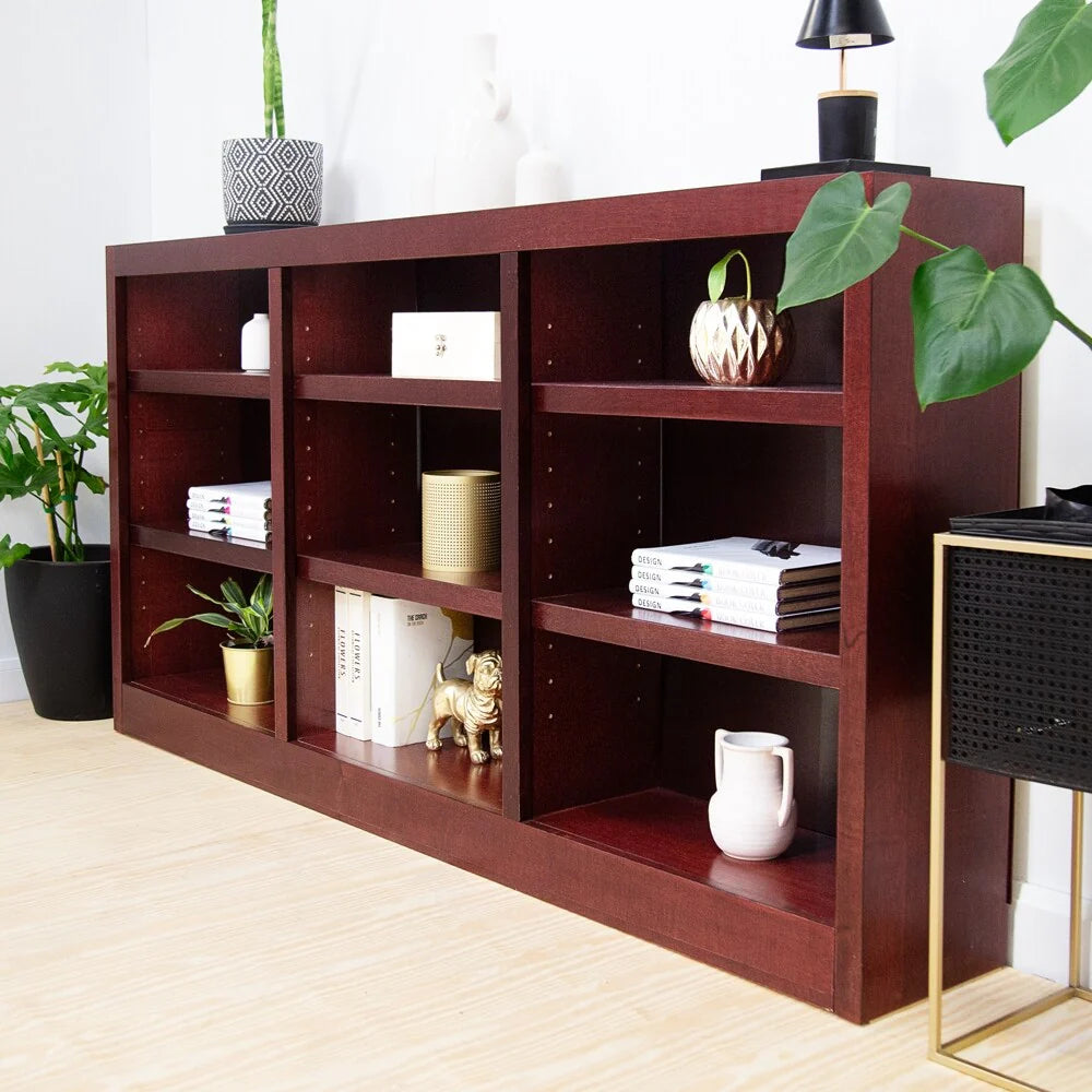 Concepts in Wood Triple Wide Wood Bookcase, 9 Shelf, 36 inch Tall