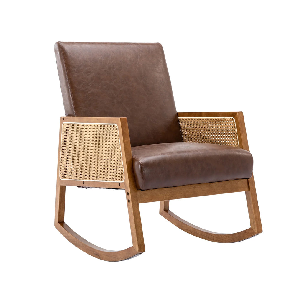 Living room Comfortable rocking chair living room chair Armchair Upholstered Tall Back Accent Glider Rocker