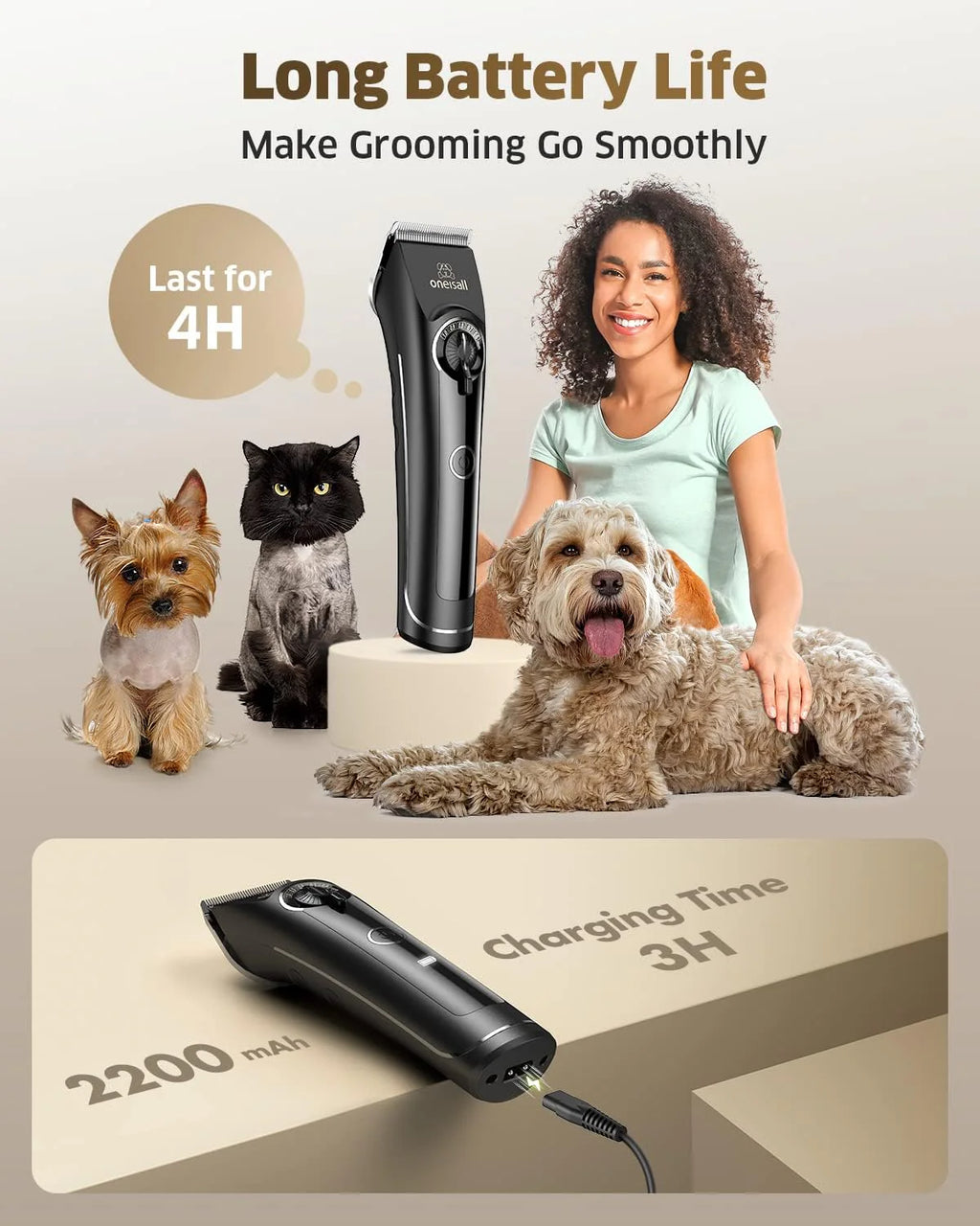 oneisall Dog Clippers for Grooming Doodles Poodles Thick Curly Hair