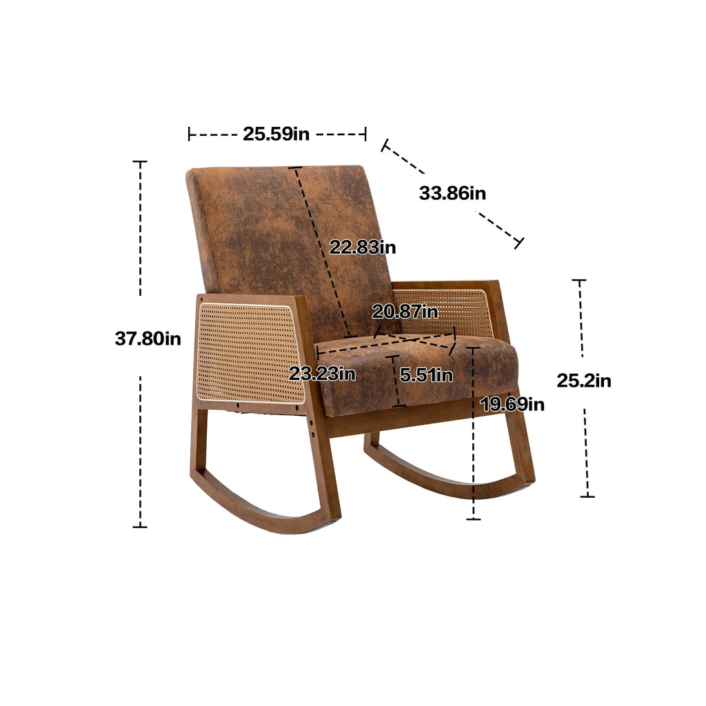 Living room Comfortable rocking chair living room chair Armchair Upholstered Tall Back Accent Glider Rocker