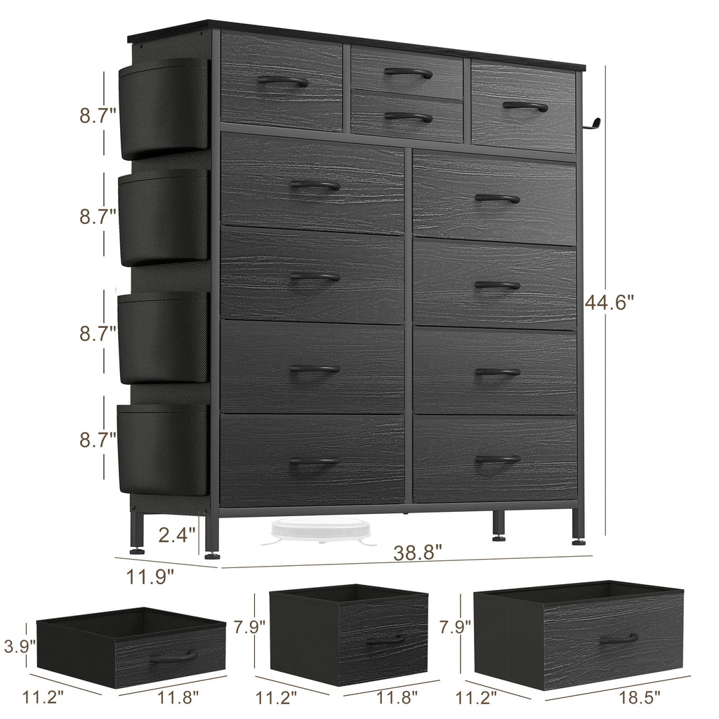 12 Drawer Dresser Fabric Tall Dressers for Bedroom Chest of Drawers