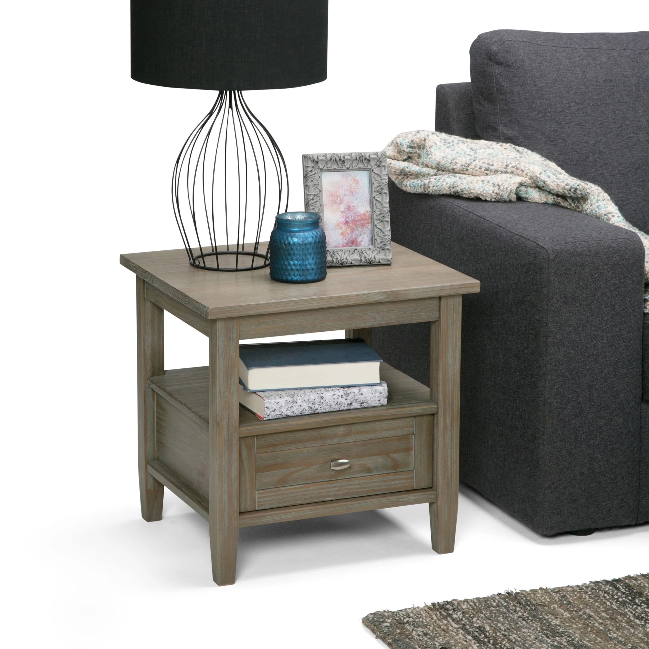 WYNDENHALL Norfolk SOLID WOOD 20 inch Wide Rectangle Transitional End Side Table - 20 inch Wide