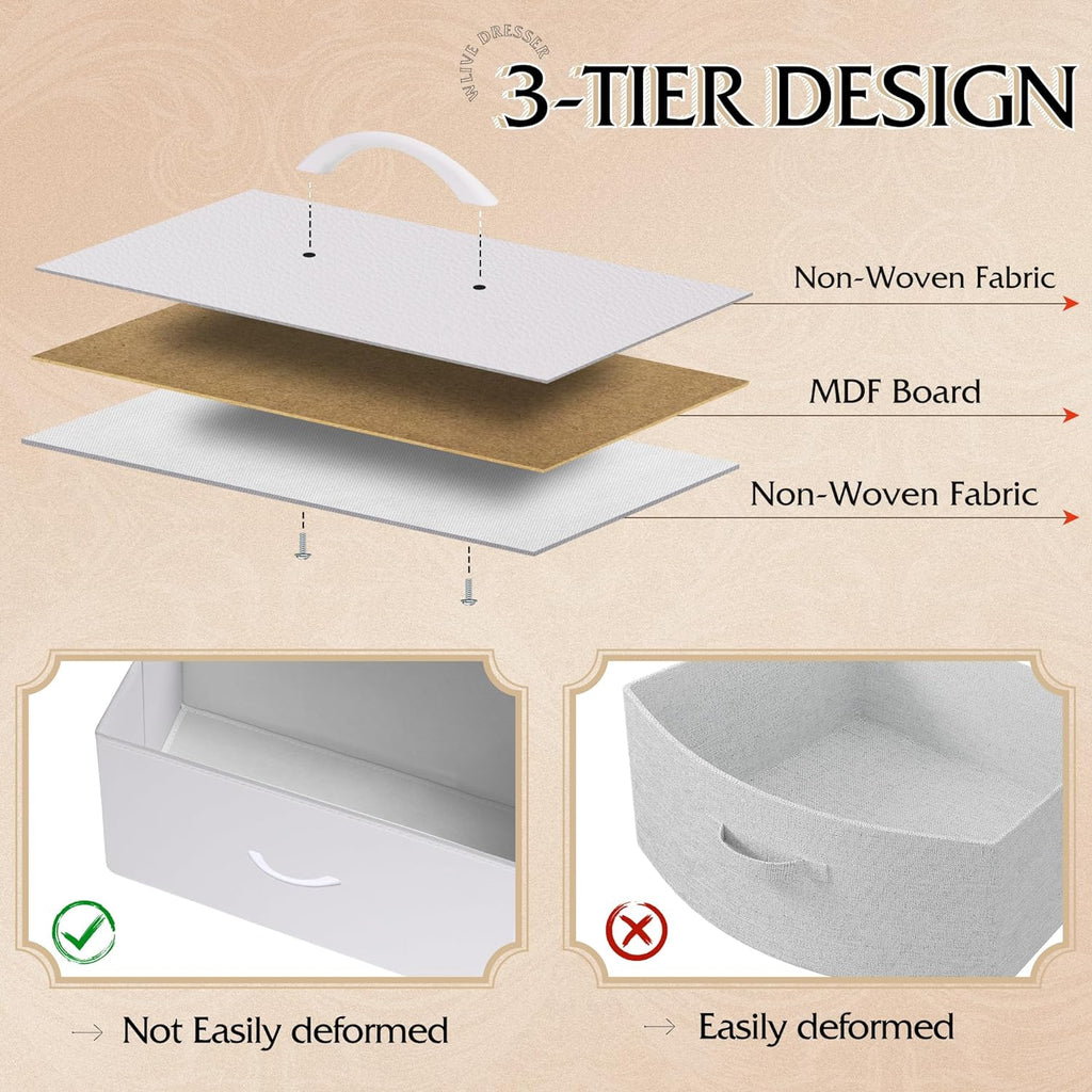 WLIVE Fabric Dresser for Bedroom, Tall Dresser with 8 Drawers