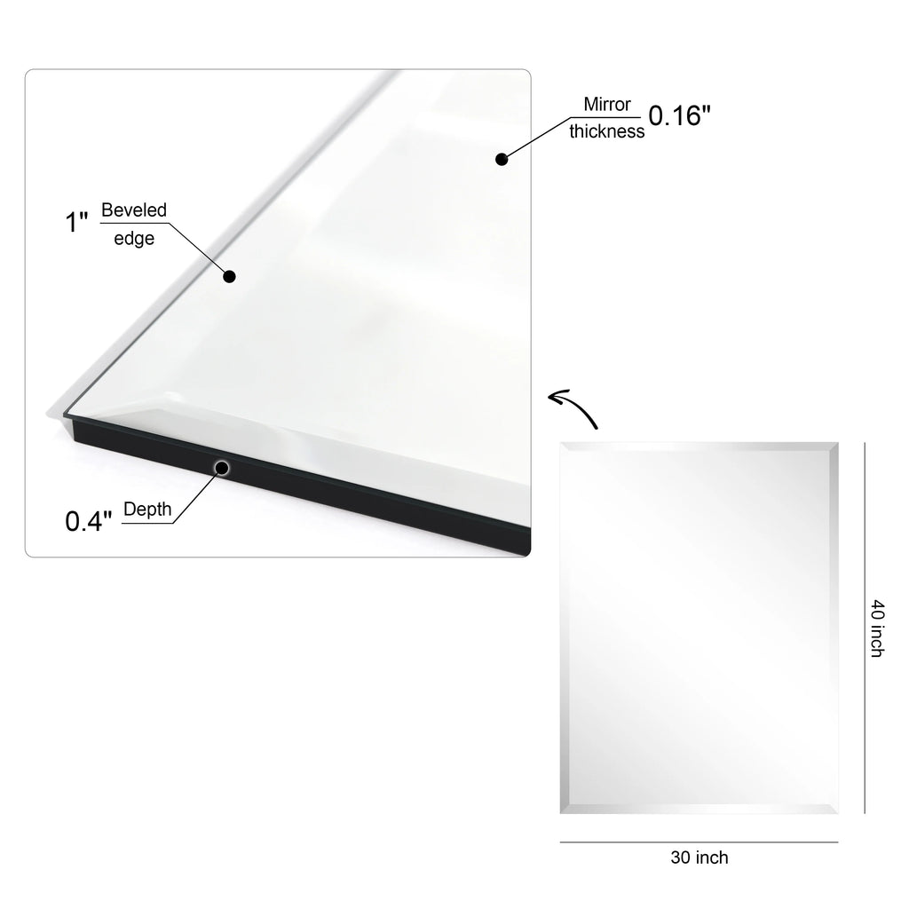 Frameless Beveled Prism Wall Mirror-Square/Rectangluar - Clear
